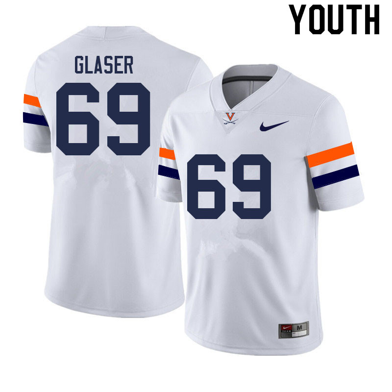 Youth #69 Chris Glaser Virginia Cavaliers College Football Jerseys Sale-White - Click Image to Close